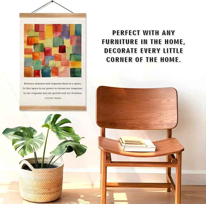 Inspirational Wall Art Poster ,Viktor Frankl Quote Print Linen Canvas Poster with Abstract Watercolor Design, Positive Psychology Decor for Office, Home, Therapy Room or Study 12x16In(Viktor frankl)