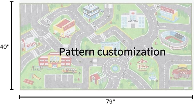 Booooom Jackson Customized 79"X40" Kids Rug Play mat for Toy Cars,Colorful and Fun Play Rugs with Roads
