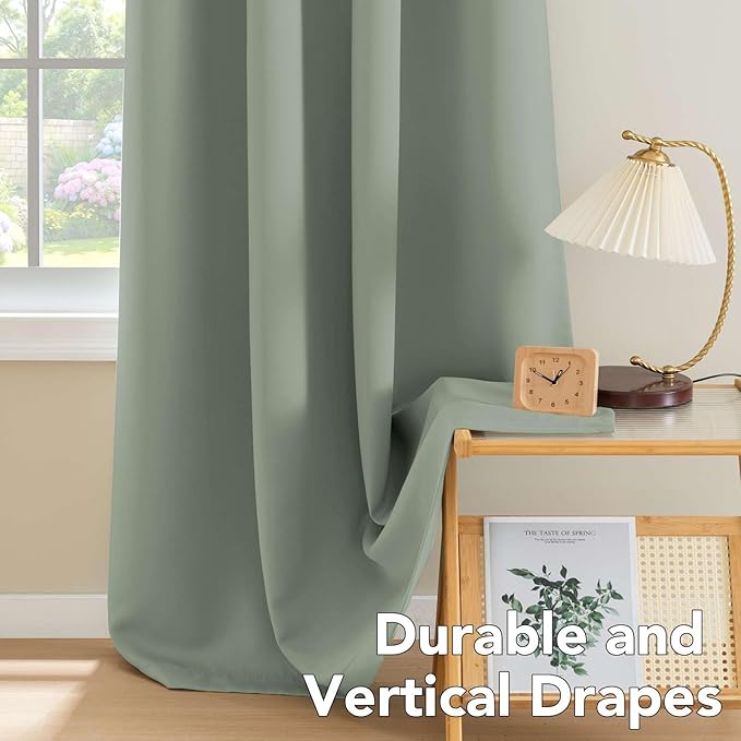 H.VERSAILTEX Blackout Curtains for Bedroom Thermal Insulated Room Darkening Living Room Curtains 63 Inch Long Grommet Privacy Protection Window Curtain Panels/Drapes for Nursery, 2 Panels, Cyan