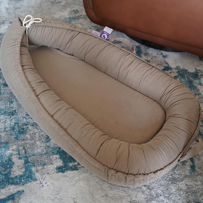 Infant Lounger, Baby Nest Cover for Baby Girls & Boys, Newborn Essentials for Baby 0-12 Months, 100% Cotton Breathable (Fields of Rye_Corduroy)