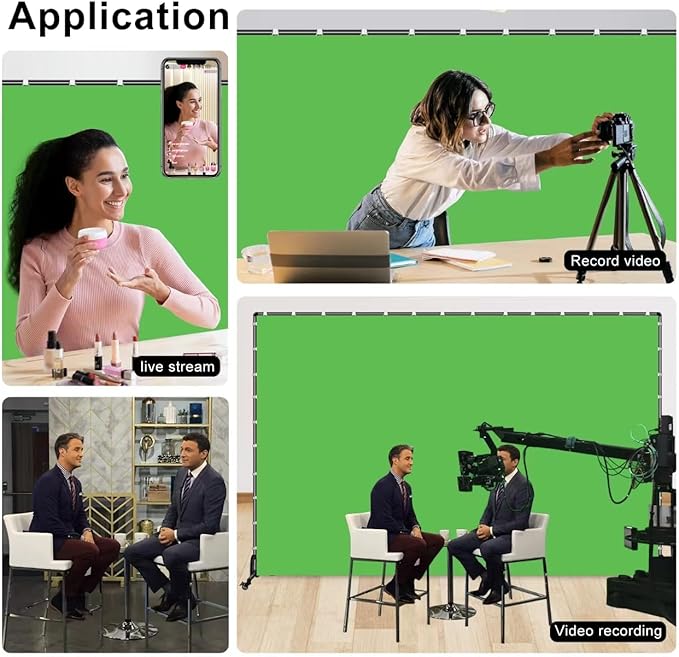 7x6.5ft Green Screen Backdrop Kit,Movable Backdrop Stand with Wheels and Greenscreen Background for Video Recording,Streaming.