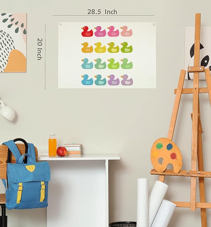 Boho Rectangular Banner Flag Wall Sign Decor Gift for Baby Boy Girl Kids,Nursery Baby Room Above Crib Bedroom Playroom Reading Room Wall Decor-Ducks Theme-Baby,Shower Birthday Christmas Gift
