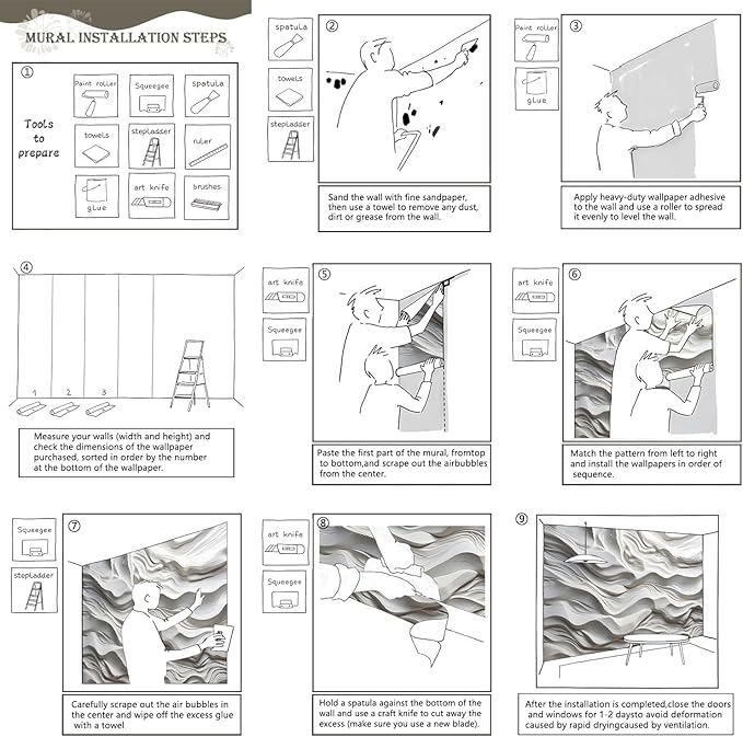 AFZEVEB-3D Stereo Relief Lines Living Room Background Wallpaper Mural 114"x74"(Not Peel and Stick)
