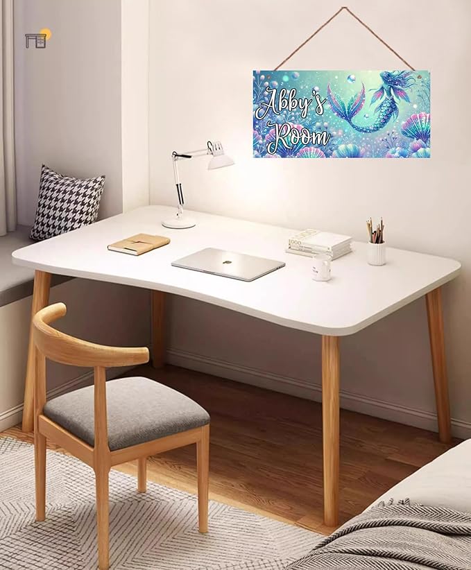 Personalized Sign Mermaid Wall Decor Beautiful Decoration for Home Kitchen Bar Garage Vintage Ocean theme Poster Plaque Decor for Kids Room Nursery Wall Decorations Stuff