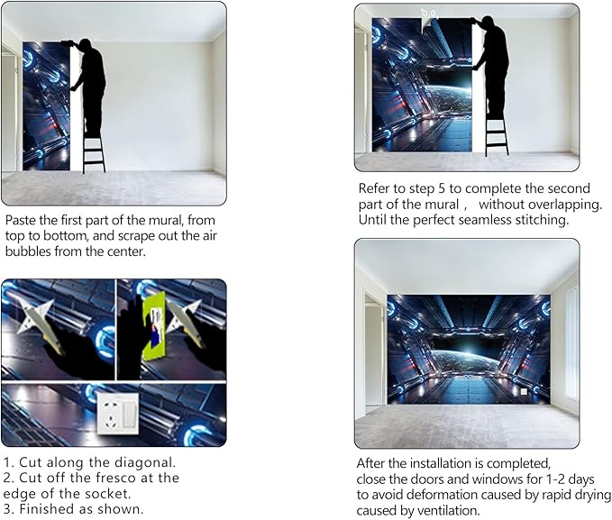 3D Spacecraft Space Wallpaper Bedroom Technology Spaceship Space Capsule murals Office Decor Living Room tv Background Large Wall Mural - 137"x96"(Not Peel and Stick)