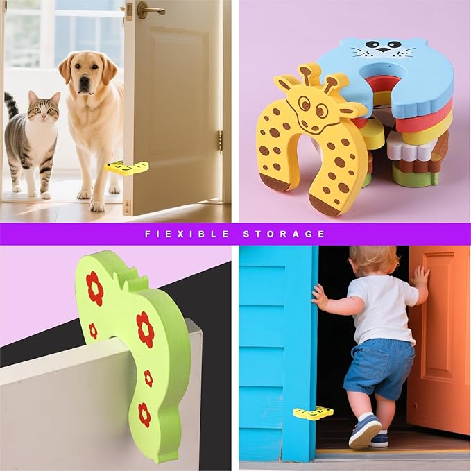 HNYYZL Door Stoppers,7Pcs Baby Proofing Corner Protector Baby Cartoon Animal Door Stop Soft Foam Cushion Baby Finger Protector,Prevent Child or Pet from Getting Locked in Room