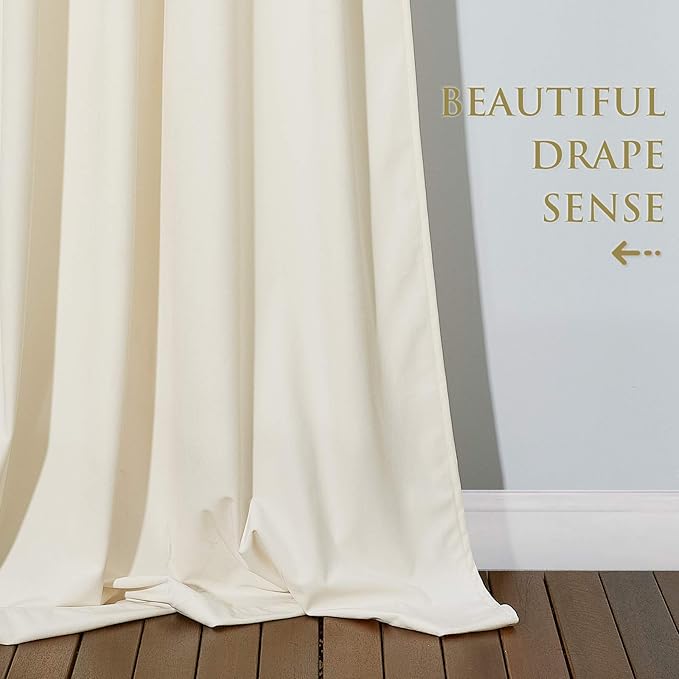 StangH Pinch Pleated Velvet Curtains 108 inches Long, Ivory White Privacy Light Dimming Nursery Bedroom Drapes Elegant Floor to Ceiling Backdrops for Wedding, W30 x L108, 2 Panels