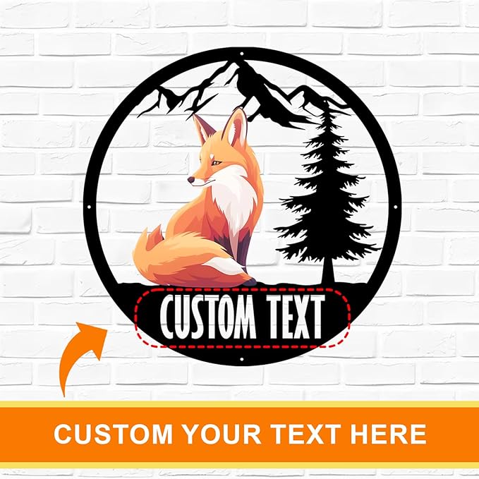Custom Signs Outdoor Metal, Cabin Decor, Colorful Fox Wall Art for Bedroom Living Room Nursery, Personalized Birthday Gift for Wildlife’s Lover/Kids