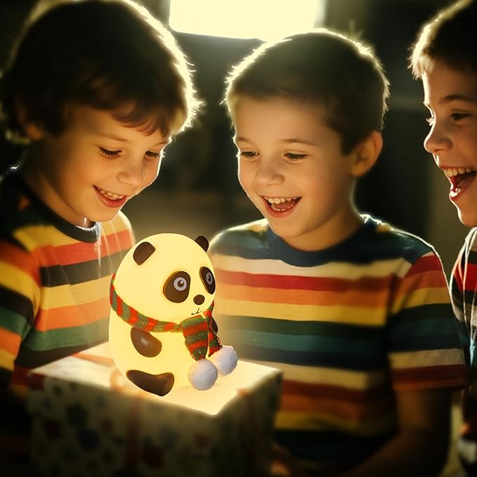 Cute Panda Night Light, LED Squishy Novelty Animal Night Lamp with 7 Color Modes, Soft Silicone Dimmable Nursery Nightlight for Breastfeeding Toddler Baby Kids Decor, Cool Gifts Kids (Panda)