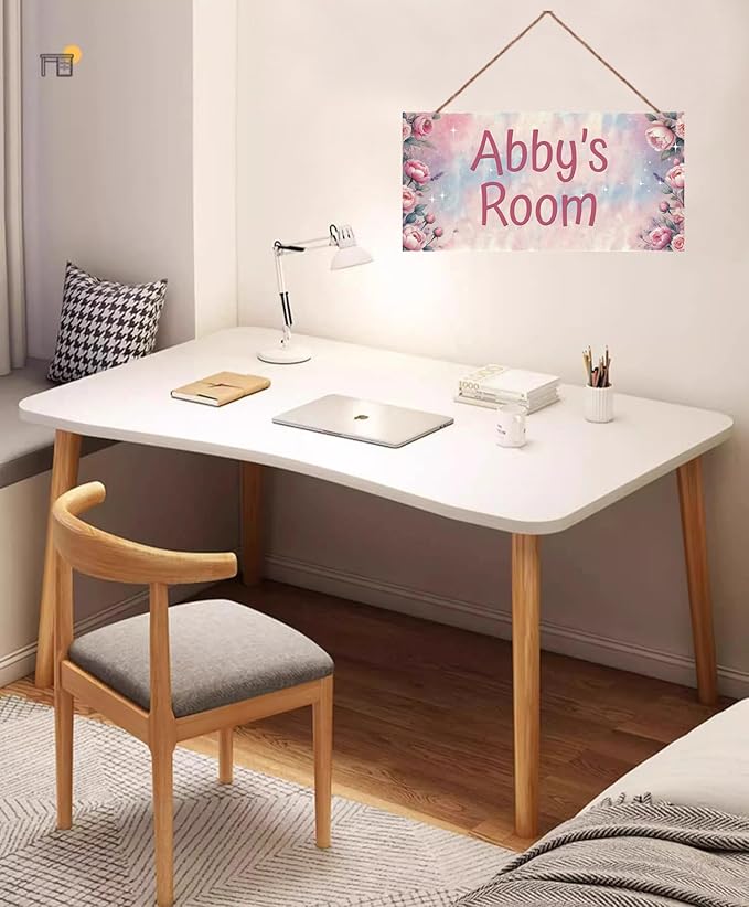 Personalized Name Sign Pink Flowers Decor For Girls Room and Baby Nursery Kids Bedroom Wood Plaque Hanging Wall Art Decor