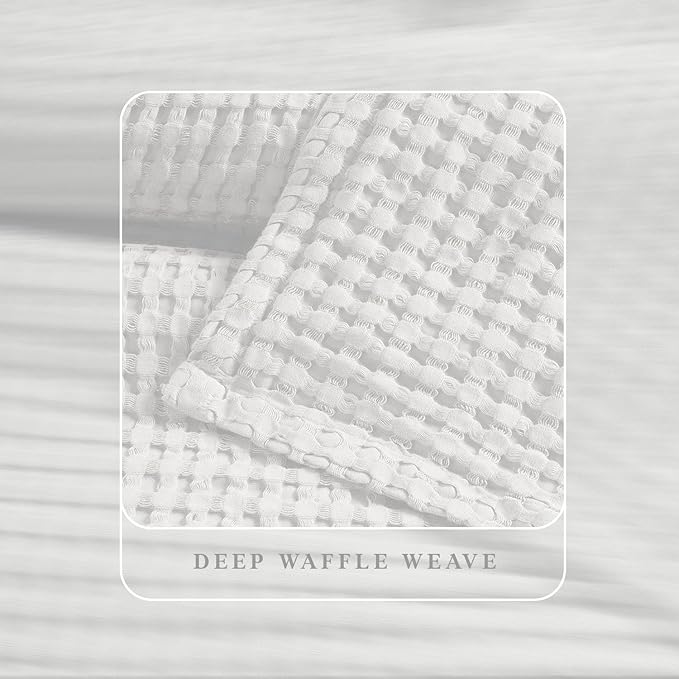 Threadmilll Cooling Cotton Waffle Queen Size Blanket | Breathable, Lightweight & Ultra-Soft | Made from Rayon Derived from Bamboo | Cooling Throw Blanket for Couch and Sofa | 90 x 92 Inches | White