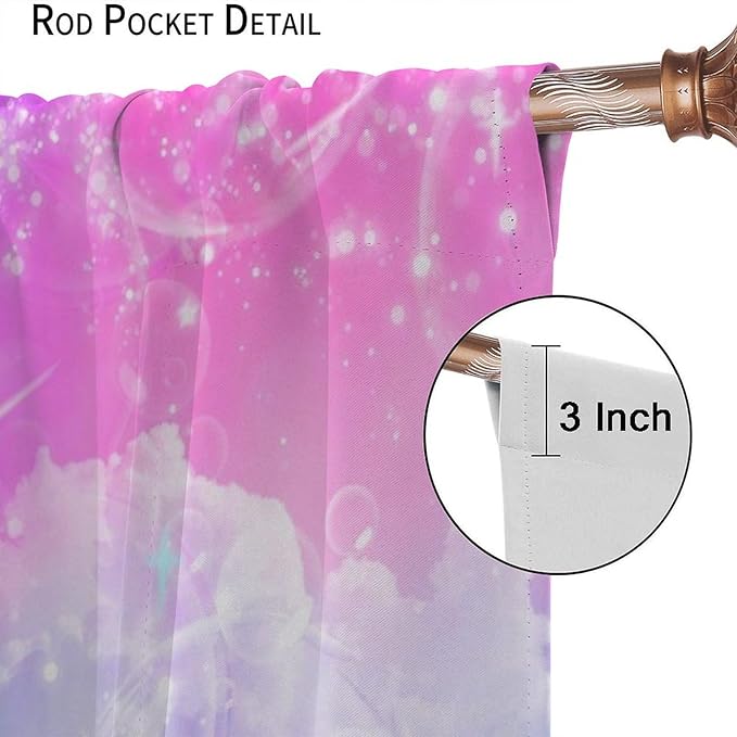 Suitable for Girls Mermaid Curtains, Rainbow Pink Purple Mermaid Tail Fish Scales Fantasy Ocean Print Curtains for Living Room Children Baby Room Nursery, 72x63 Inches