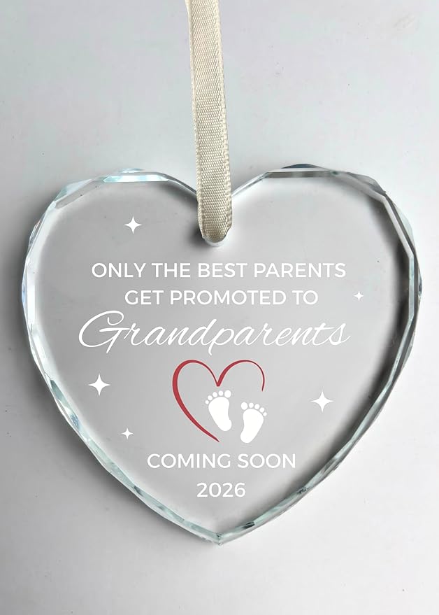 Heart's Sign Christmas Pregnancy Announcement Ornament 2025 | Grandparents Pregnancy Reveal | Promoted to Grandparents Xmas 2025 | Baby on The Way - Coming Soon 2026