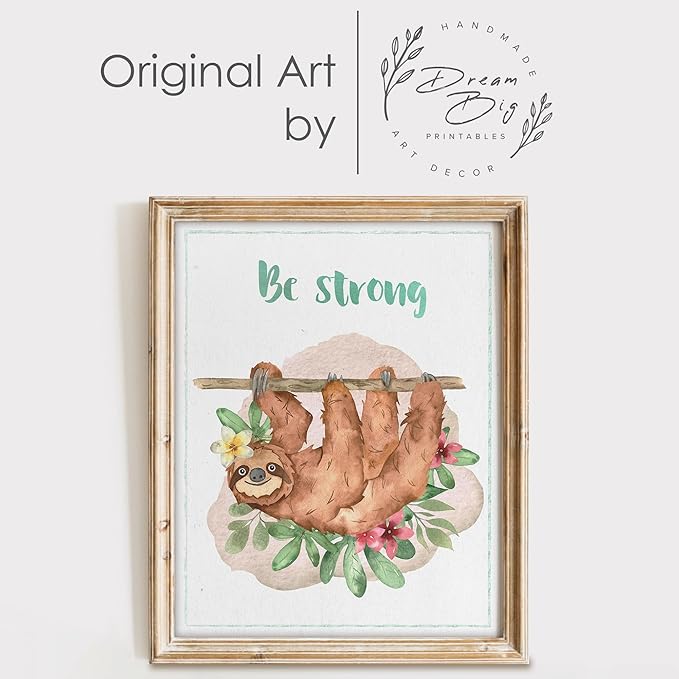 Sloth Art Prints (Set of 4) - Unframed - 11x14 | Perfect for Adding a Touch of Whimsy to Your Living Room, Bedroom, or Nursery | Ideal Wall Decor for Animal Lovers and Fans of Cute, Laid-back Decor