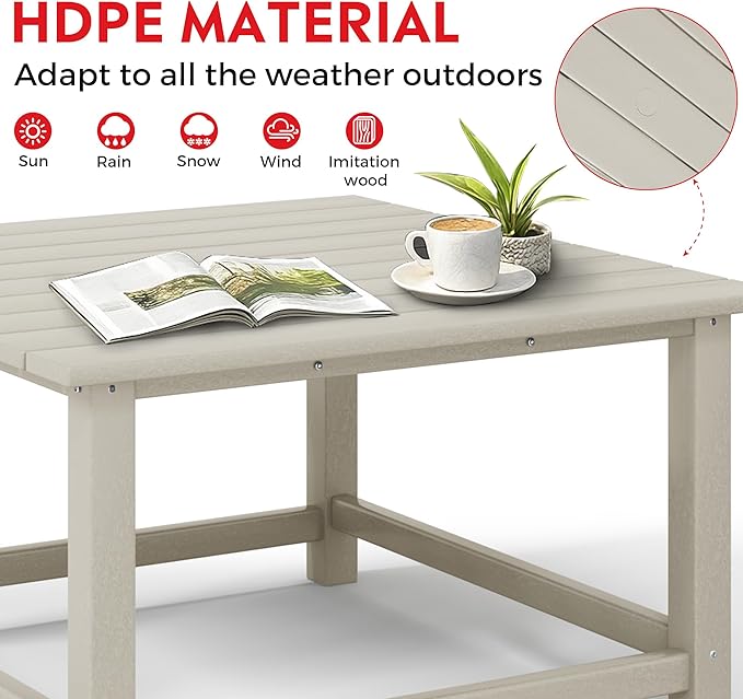 Costaelm Outdoor Kids Table, Toddler Dinner Table Baby Desk Outdoor Childrens Party Tables for Arts & Crafts, Snack Time, Multi-Activity Desk for Ages 2-8 in Classroom/Outside, Sand