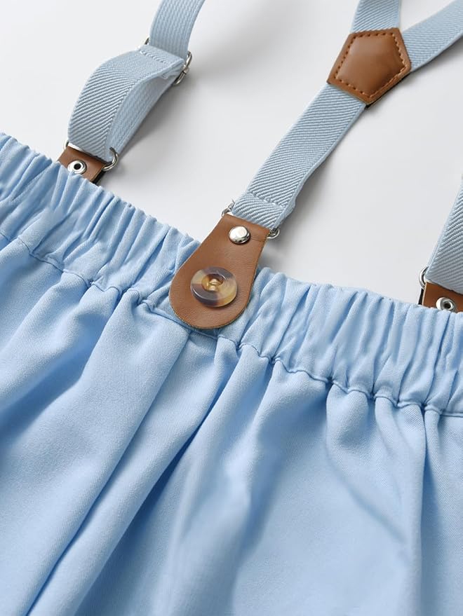 Baby Boys Pants Sets, Infant Long Sleeve Shirt + Pants + Bow Tie + Suspenders,Toddler Outfits