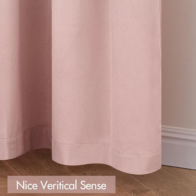 MIULEE Baby Pink Velvet Curtains Thermal Insulated Blackout Curtain Drapes for Bedroom Living Room Darkening 108 Inches Long Curtains Panels Rod Pocket Set of 2