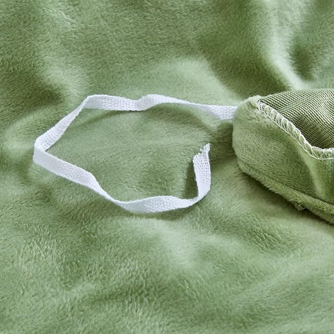 Houseri Sage Green Velvet Duvet Cover Queen Size - Light Green Fluffy Comforter Cover Full Size - Warm Micromink Sherpa Bedding Set