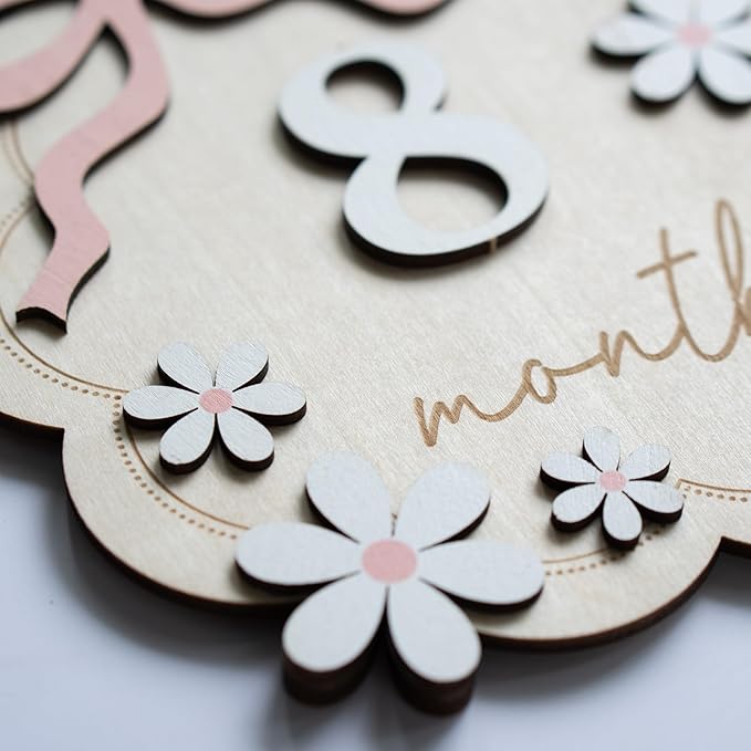Baby Monthly Milestone Sign,1-12 Monthly Baby Milestone, Month Milestone Baby Girl, Baby Months Milestone, Newborn Photography Props Double-Sided (B12)