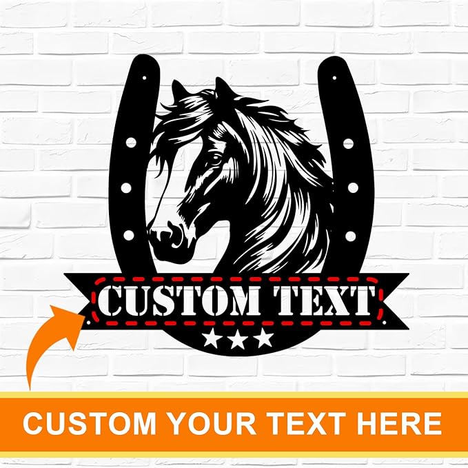 Personalized Horse Head Metal Sign with Horseshoe β Custom Name Farm & Home Decor- Personalized Birthday Gift for Horse Owners, Riders
