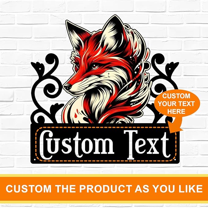 Personalized Fox Metal Wall Art, Fox Decor for Nursery or Cabin, Unique Housewarming Gift for Fox Lovers