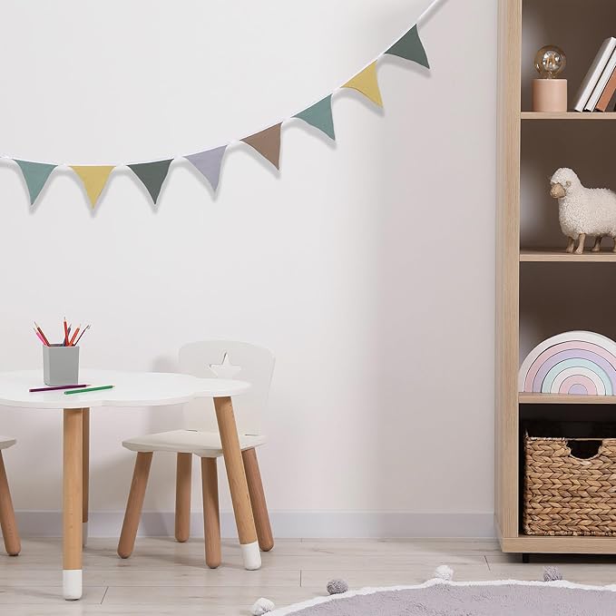 Pennant Banner Flags,Infant and toddler room decoration pennant,for Nursery Decor Baby Birthday Boho Wedding Shower Party Event (Colorful triangular flag banner94)