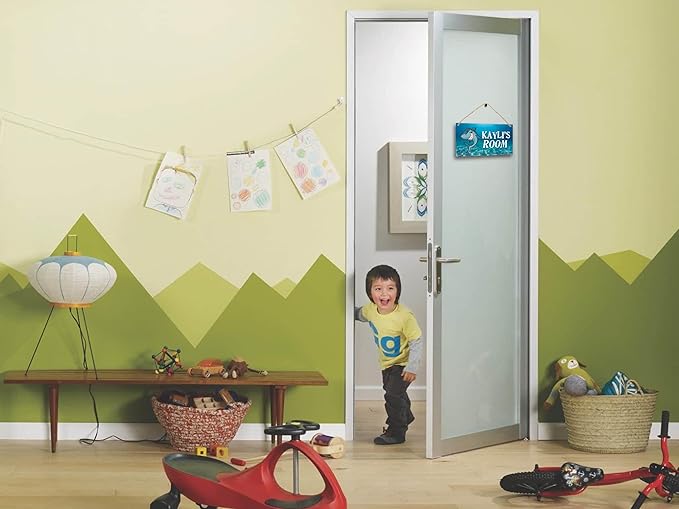 Personalized Name's Cartoon shark underwater-style Nursery Kid's Children's Girls Bedroom Door Sign Wood Plaque Sign Wall Decor Gift