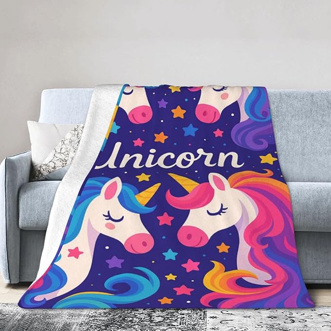 Unicorn Throw Blanket Unicorn Plush Fleece Toddler Blanket Super Soft Warm Cozy Fuzzy Stuff Bedding Baby Blankets for Girls Boys Kids Women Adult Men 50"X60"