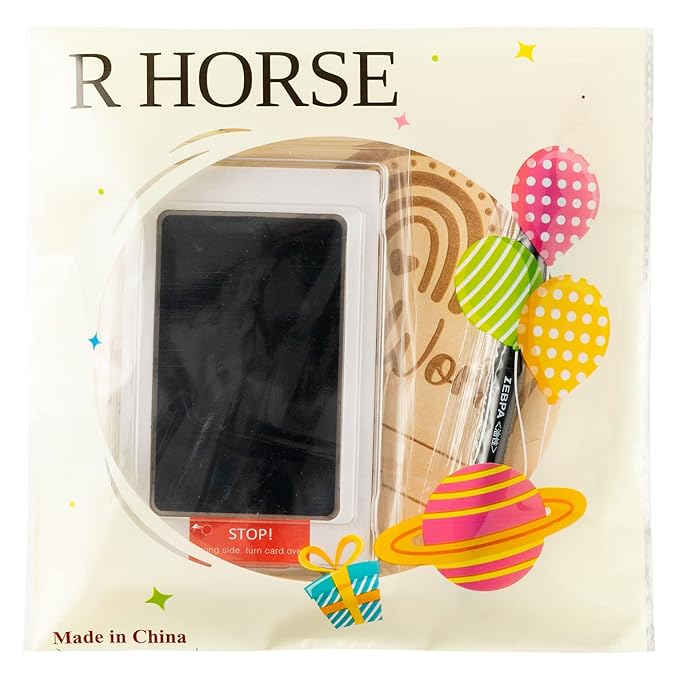 R HORSE Baby Birth Announcement Sign with Marker Pen, Boho Rainbow Baby Name Sign with Ink Pad for Hand and Footprints, Wooden Hello World Newborn Announcement Nursery Decor Keepsake Gifts