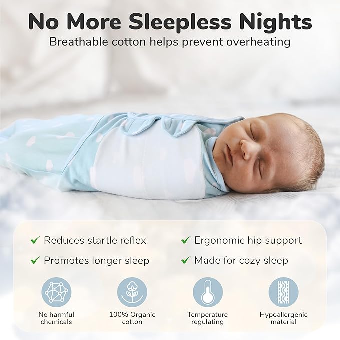 Mama Cheetah Baby Swaddle Sack 3-6 Month, Organic Cotton Swaddle Sleep Sack, Infant Swaddling Blanket Size Large, Large Swaddle Wrap, Easy Swaddles for Boy, 3-Pack