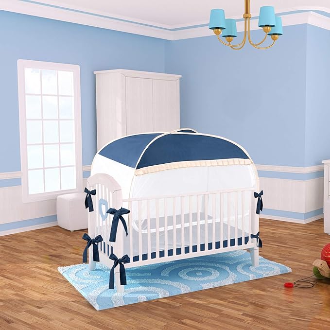 Safety Crib Tent,Safety Pop Up Tent for Baby Crib,Crib Tent Cover to Keep Baby from Climbing Out and Mosquito bite