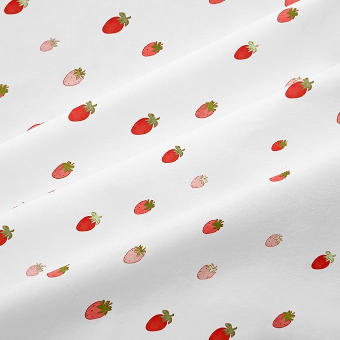 Strawberry Duvet Cover Queen Size Cute Pink Strawberry Bedding Set 3 Pcs Kids Boys Girls Kawaii Cream White Strawberries Soft Breathable Microfiber Comforter Cover with Zipper Closure