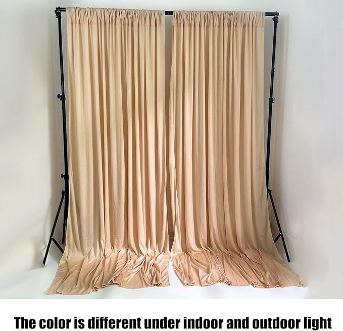 10 x 10 Feet Champagne Backdrop Curtain for Partie, Background Curtains for Photoshoot, Birthday, Wedding, Halloween, Thanksgiving, Christmas Day, New Year Party Decorations 5Ft x 10Ft, 2 Panels