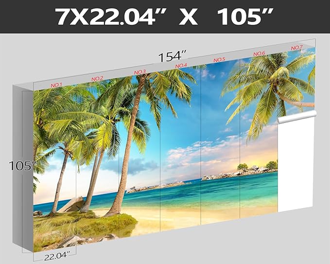 XMPMBM-Beach Palms Landscaping Fabric Wallpaper Tree Leaf Living Room Bedroom Bathroom Wall Mural-W 154" X H 105"(112 Square Foot)