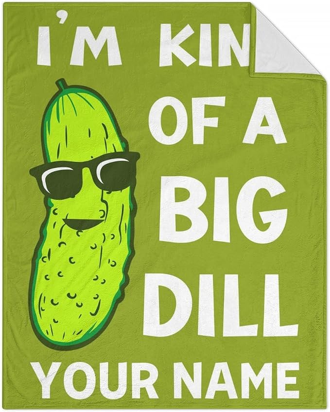 Custom Pickle Throw Blanket for Girls Boys - 40x50 Inches Crib Size - Soft Fluffy Cozy Blankets Gift - Green Funny Blanket Throws for Travel, Office
