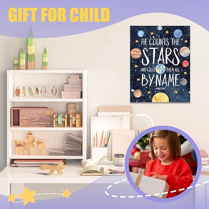 URLLUAE Solar System Canvas Poster Prints, Space Nursery Decor,Space Wall Art,Outer Solar System for Kids Room Decor for Boys Room,11x14 Inches