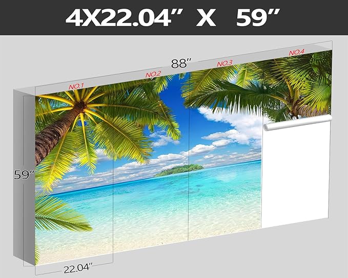 XMPMBM-Beach Palm Tree backsplash Large Decorative Wallpaper Tropical Palm Leaf Bedroom Bathroom Wall Mural- W 88" X H 59"(36 Square Foot)