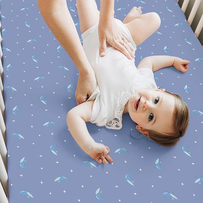 KeaBabies 2-Pack Baby Crib Sheets for Boys, Girls - 52x28 Viscose Derived from Bamboo Toddler Bed Sheets Neutral, Fitted Crib Mattress Cover for Standard Baby Bedding, Soft & Cozy (Marine Muse)