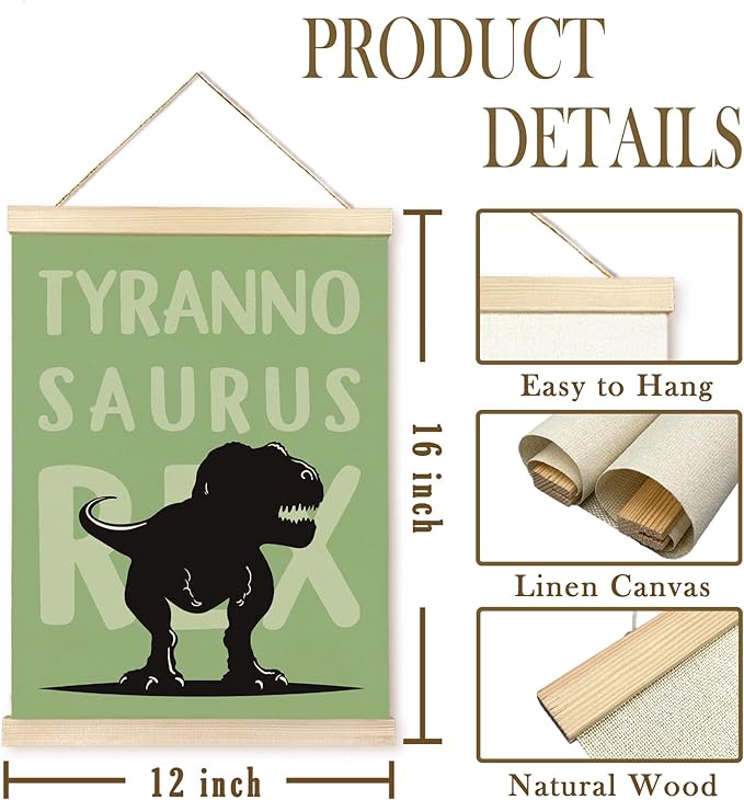 CGBHW Dinosaur Species Poster Hanger Frame 12x16, Sage Green Dino Tyrannosaurus Rex Posters Wall Art Hanging Decor for Boys Room Toddler Bedroom Playroom Nursery Classroom, Educational Wall Art