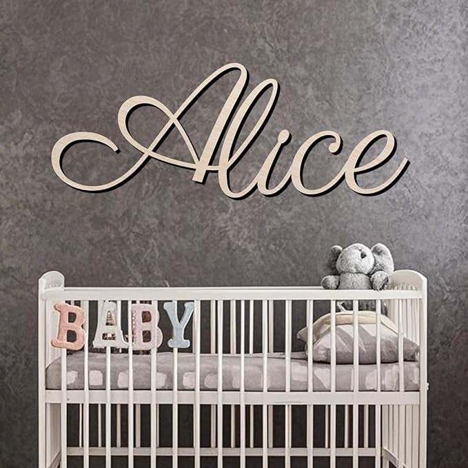 Personalized Wooden Name Sign, Custom Wood Family Baby Name Signs for Nursery Kids Room Wall Decor - Perfect Gifts for Birthday Party, Wedding, Housewarming, Christmas (Multiple Sizes, Fonts & Colors)