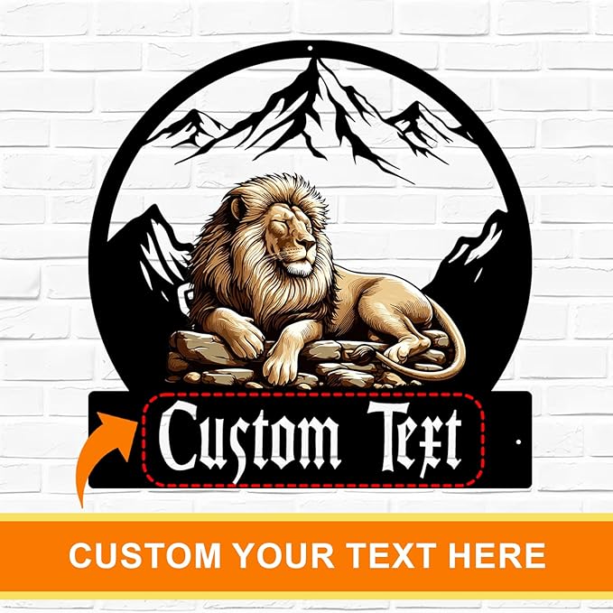 Custom Lion Wall Art, Personalized Name Signs for Home/Nursery/Office, Personalized Metal Signs for Outdoors, Colorful Wild Animal Decor Gift for Boys/Girls/Lion Lovers