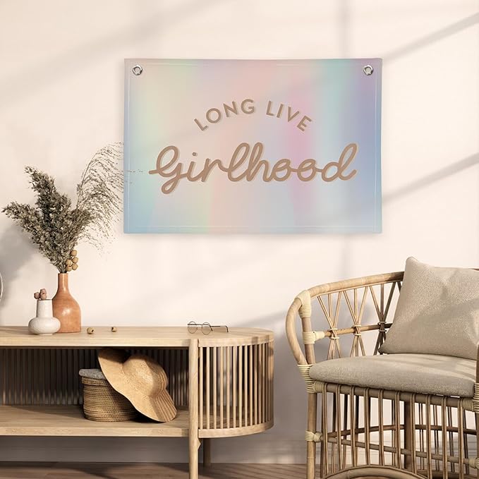 Mermaid Girls Room Decor,Long Live Girlhood Birthday Decorations Wall Decor Banner, Baby Girls Nursery,Mermaid Lovers for Teen Girl Bedroom,30x20,girlroom
