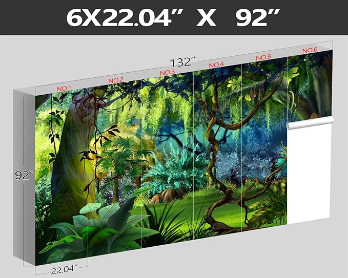 XMPMBM-Cartoon Plant Dreamy Forest Fabric Wallpaper Botanical Woodland Nursery Room Wall Mural-W 132" X H 92"(93 Square Foot)