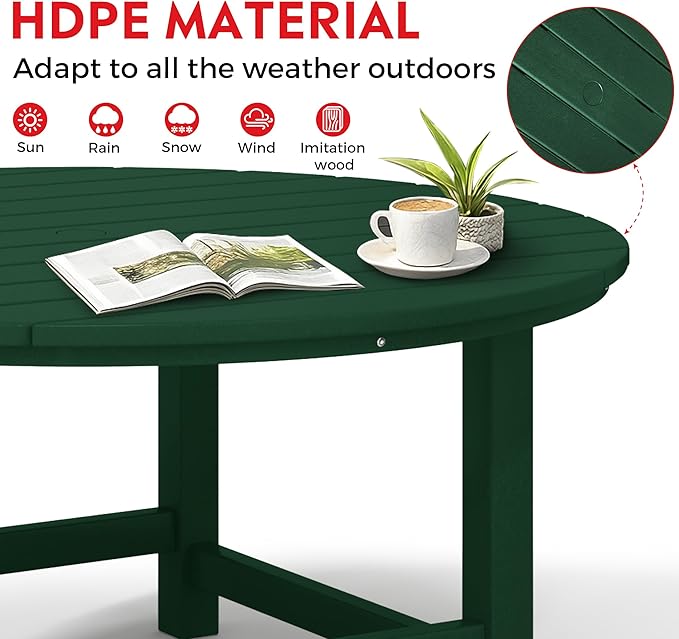 Costaelm Kids Dinner Table, Toddler Play Desk Student Desk Outdoor Childrens Picnic Tables for Children Arts & Crafts, Snack Time, Multi-Activity Table for Ages 2-8 in Home/Outside, Dark Green