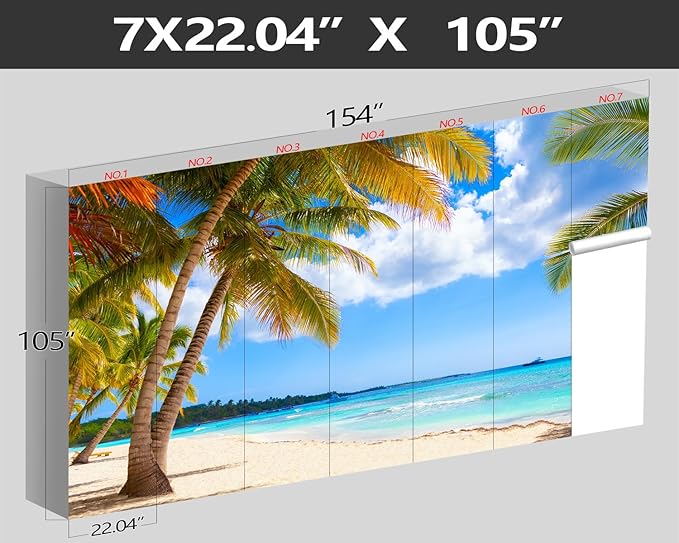 XMPMBM-Beach Palms Landscaping Fabric Wallpaper Tree Leaf Living Room Bedroom Bathroom Wall Mural-W 154" X H 105"(112 Square Foot)