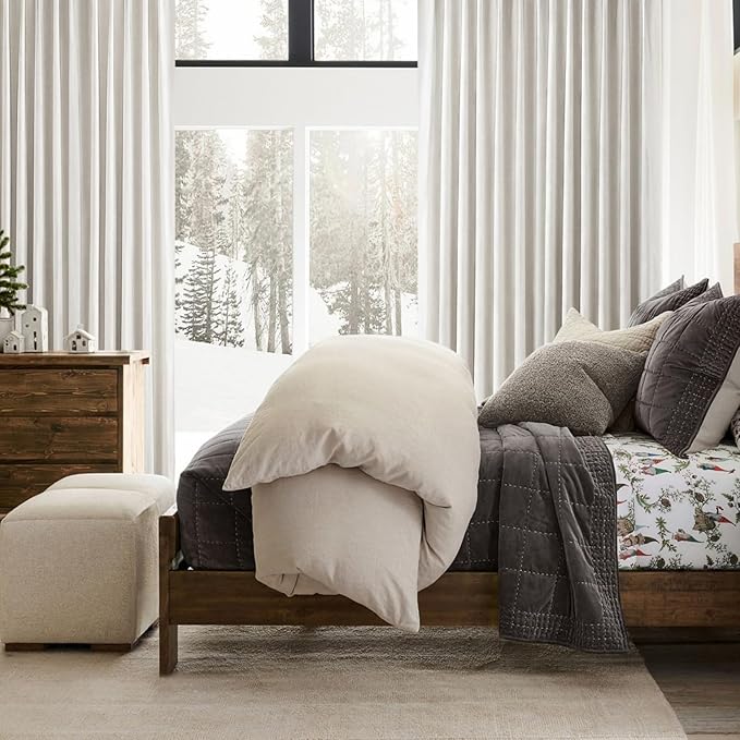100% Blackout Curtains 90 Inches Long for Living Room 2 Panels Set, Room Darkening Energy Saving Curtain Window Coverings Elegant Flax Linen Hook Belt Pleated Drapes Aesthetic Bedroom(W50"xL90",Birch)
