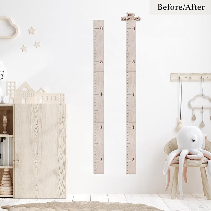 Personalized Top For Wooden Growth Chart Wall Mounted, Wood Kids Measurement Ruler's Personalization