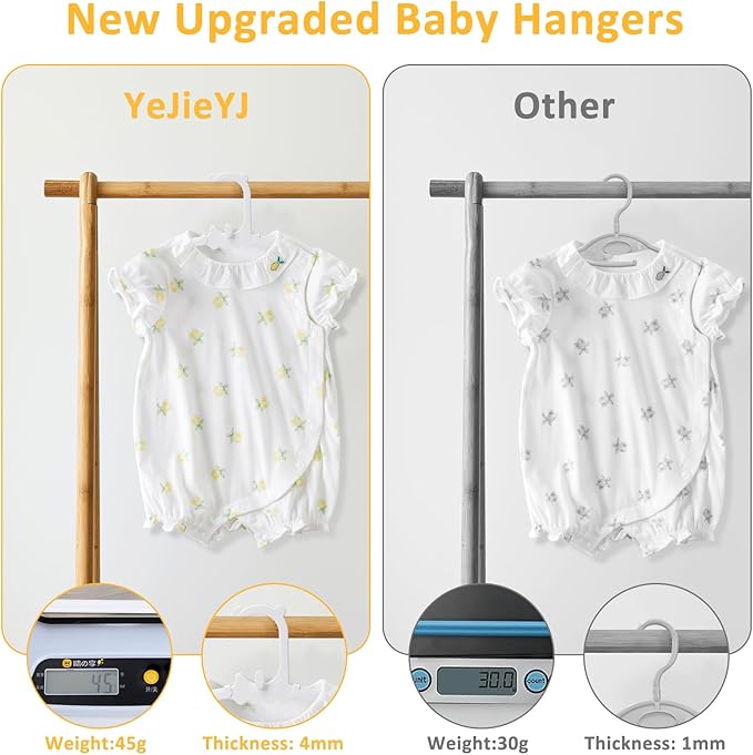 80 Pack Baby Clothes Hangers with 32 Clips, 11-15 inch Adjustable Kid Hanger, Multifunctional Children Hanger for Girl Boy Toddler Kids Child(White)