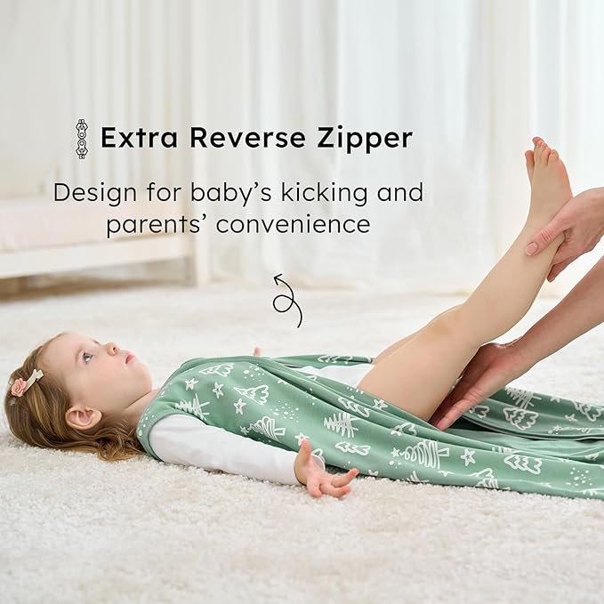 Baby Sleep Sack 0-6 months, 100% Cotton Sleeping Sack for Newborn and Infant, 3 Pack Baby Wearable Blanket for Boy and Girl, 0.5 Tog Lightweight Double Zipper Sleep Bag Green Apricot Bear