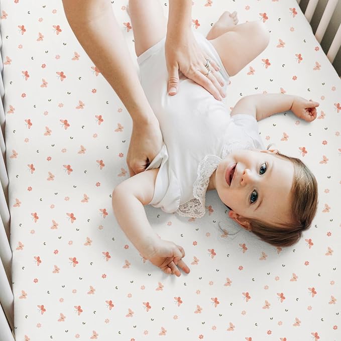 KeaBabies 2-Pack Baby Crib Sheets for Boys, Girls - 52x28 Viscose Derived from Bamboo Toddler Bed Sheets Neutral, Fitted Crib Mattress Cover for Standard Baby Bedding, Soft & Cozy (Butterflies)